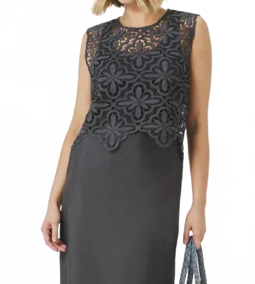 NEW SPLENDID pia eyelet top in lead grey
